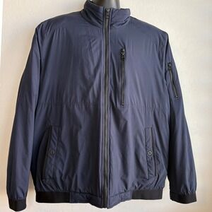 Bugatchi Uomo Men's XXL Packable Travel Jacket‎ Blue Lightweight Bomber Full Zip